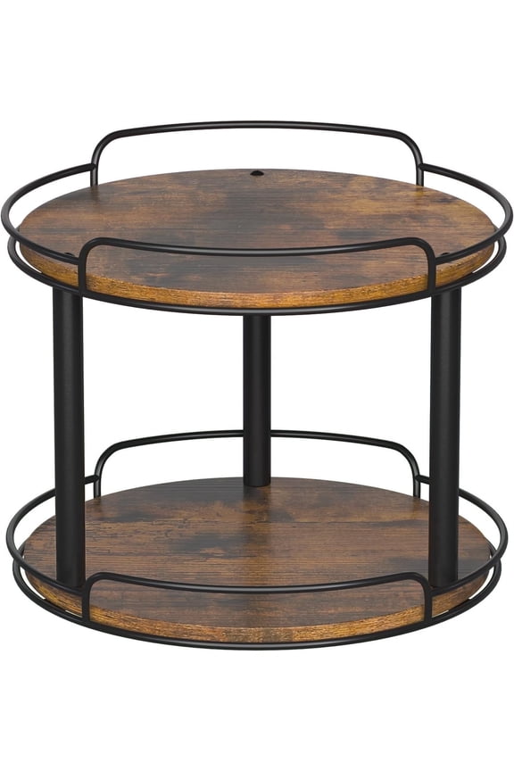 12.2'' Wood Lazy Susan Turntable Organizer for Cabinet, 2 Tier Lazy Susan Spice Rack Organizer for Kitchen, Table Top, Countertop, Pantry, Bathroom