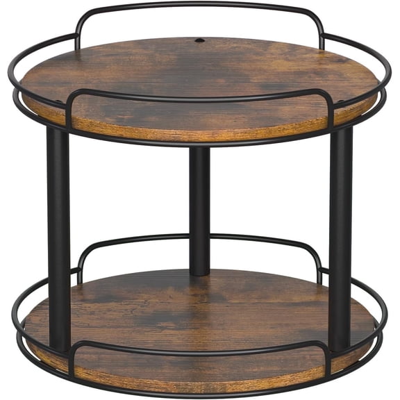 LAMU 12.2'' Wood Lazy Susan Turntable Organizer for Cabinet, 2 Tier Lazy Susan Spice Rack Organizer for Kitchen, Table Top, Countertop, Pantry, Bathroom