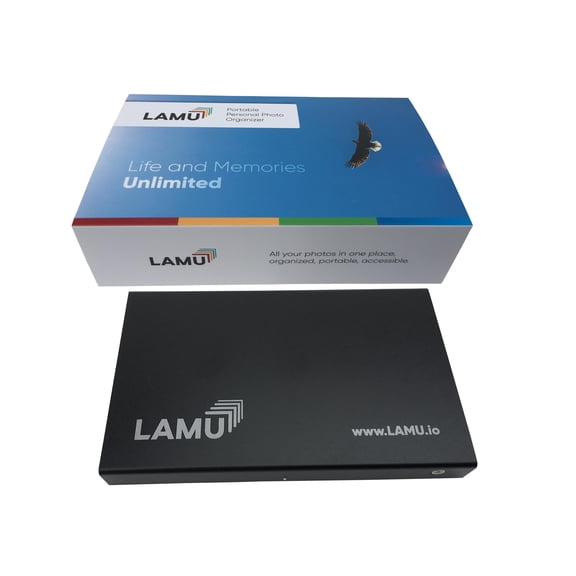 LAMU Portable Photo Organizer 500GB Black for Windows, with Software to Organize All Your Photos, Videos, and Music