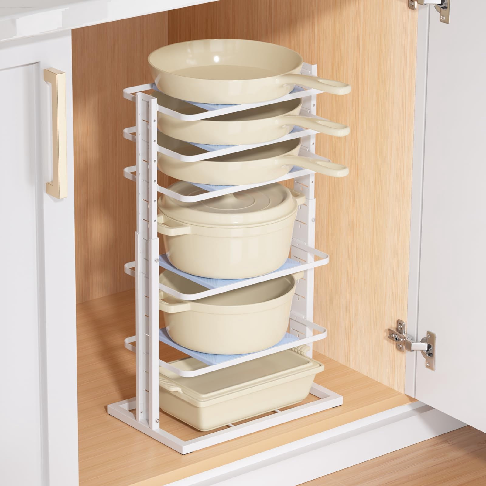 Counter Pot Rack LAMU Pots and Pans Organizer for under Cabinet,6-Tier Heavy Duty ...