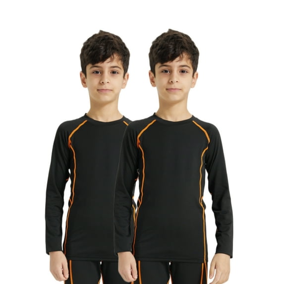 LANBAOSI 2 Pack Boys Compression Base Layer Shirts Athletic Sports Size 14