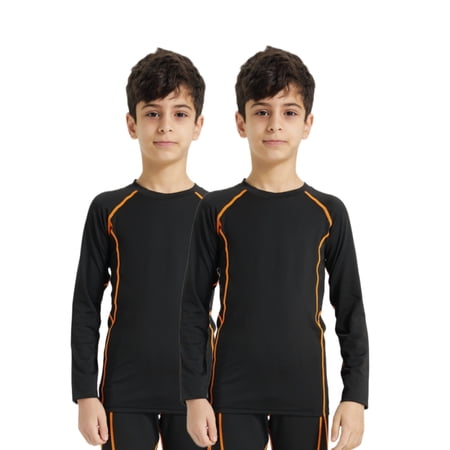 LANBAOSI 2 Pack Boys Compression Base Layer Shirts Athletic Sports Size 7