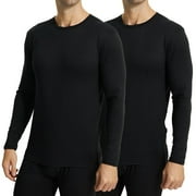 LANBAOSI 2 Pack Men Thermal Underwear Top Crew Neck Male Long Johns Shirts Size L