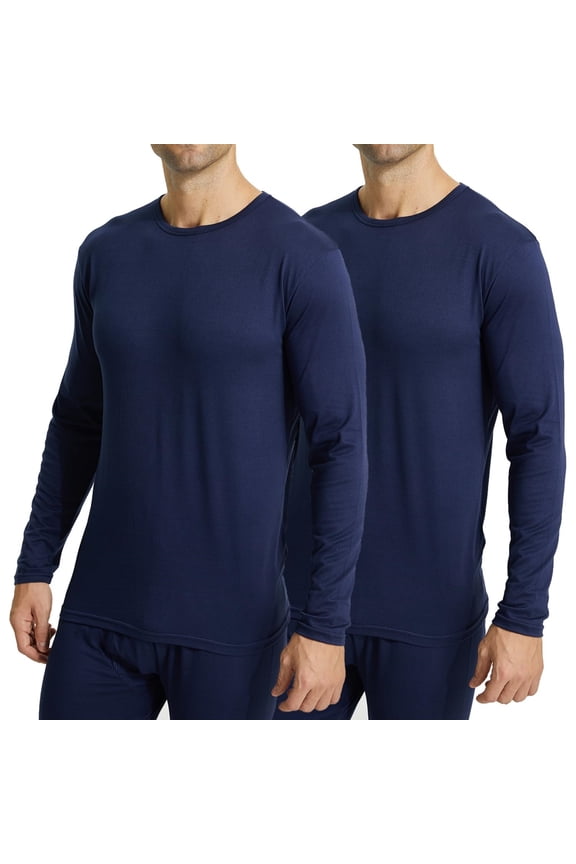 2 Pack Men Thermal Underwear Top Crew Neck Male Long Johns Shirts Size XL