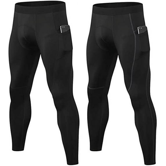 LANBAOSI 2 Pack Men's Compression Pants Athletic Gym Leggings Workout Pants XL