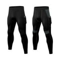 thumbnail image 1 of LANBAOSI 2 Pack Men's Compression Pants Workout Athletic Gym Leggings with Pockets for Male Size L, 1 of 6