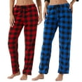 thumbnail image 1 of LANBAOSI 2 Pack Women Comfy Soft Fleece Plaid Pajama Pants Size L, 1 of 8