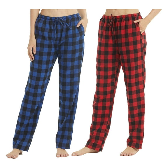 LANBAOSI 2 Pack Womens Plaid Flannel Pajama Pants With Pockets Size M