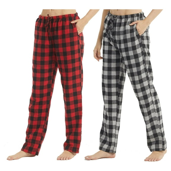 LANBAOSI 2 Pack Womens Plaid Flannel Pajama Pants With Pockets Size S