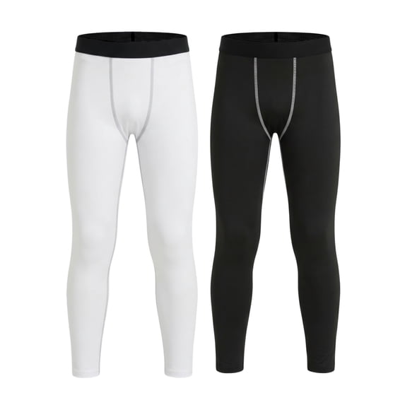 LANBAOSI 2 Pack Youth Boys Compression Leggings Athletic Workout Running Tights Size 10