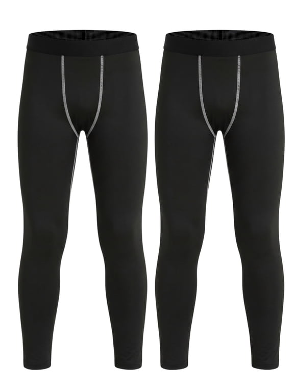 2 Pack Youth Boys Compression Leggings Athletic Workout Running Tights Size 12
