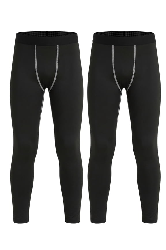 2 Pack Youth Boys Compression Leggings Athletic Workout Running Tights Size 12