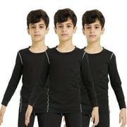 LANBAOSI 3 Pack Boys Athletic Sports Compression Shirts Long Sleeve Size 12