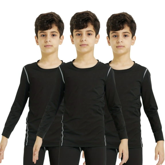 LANBAOSI 3 Pack Boys Athletic Sports Compression Shirts Long Sleeve Size 5