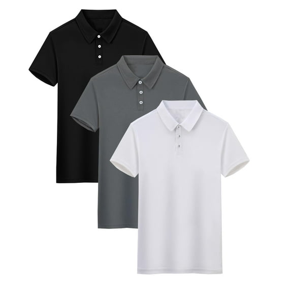 LANBAOSI 3 Pack Mens Polo Shirts Short Sleeve Slim Fit Shirts Quick Dry Golf Casual Workout Shirts