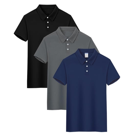 LANBAOSI 3 Pack Mens Polo Shirts Short Sleeve Slim Fit Shirts Quick Dry Golf Casual Workout Shirts