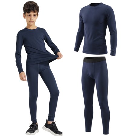 LANBAOSI Boys & Girls Long Underwear Compression Shirts and Pant Set Base Layers Size 12