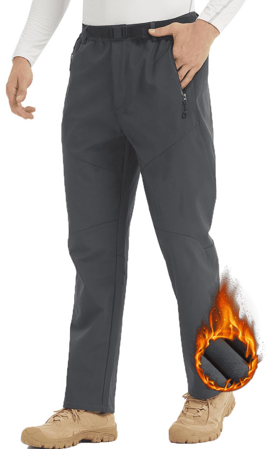 Gash Hao Men's Snow Ski Pants Outdoor Trekking Fleece Lining Zipper