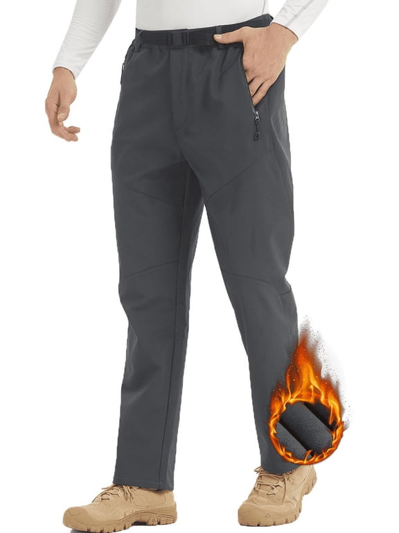 Men Hiking Waterproof Outdoor Winter Snow Ski Fleece Lined Softshell Pants Size L