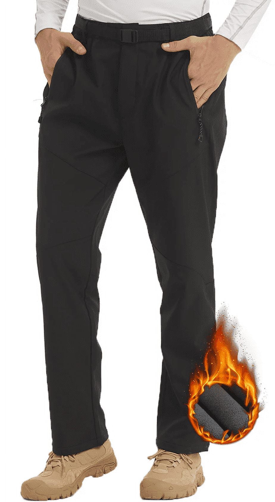 Men Hiking Waterproof Outdoor Winter Snow Ski Fleece Lined Softshell Pants Size L