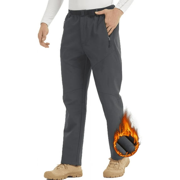 LANBAOSI Men Hiking Waterproof Outdoor Winter Snow Ski Fleece Lined Softshell Pants Size M