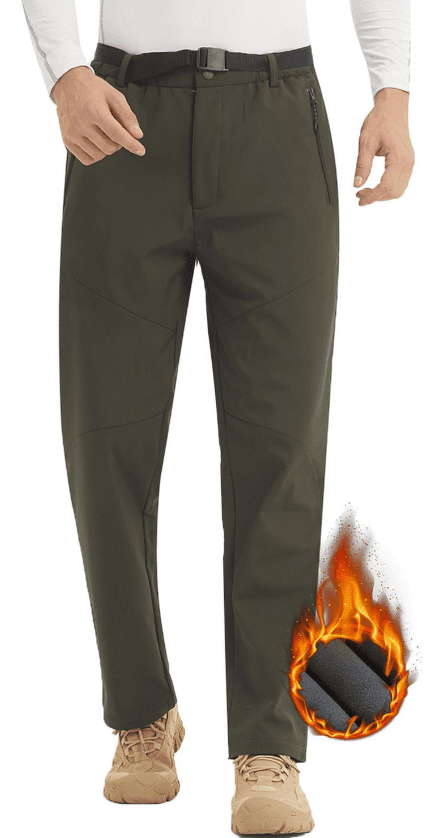 LANBAOSI Men Hiking Waterproof Outdoor Winter Snow Ski Fleece Lined Softshell Pants Size M