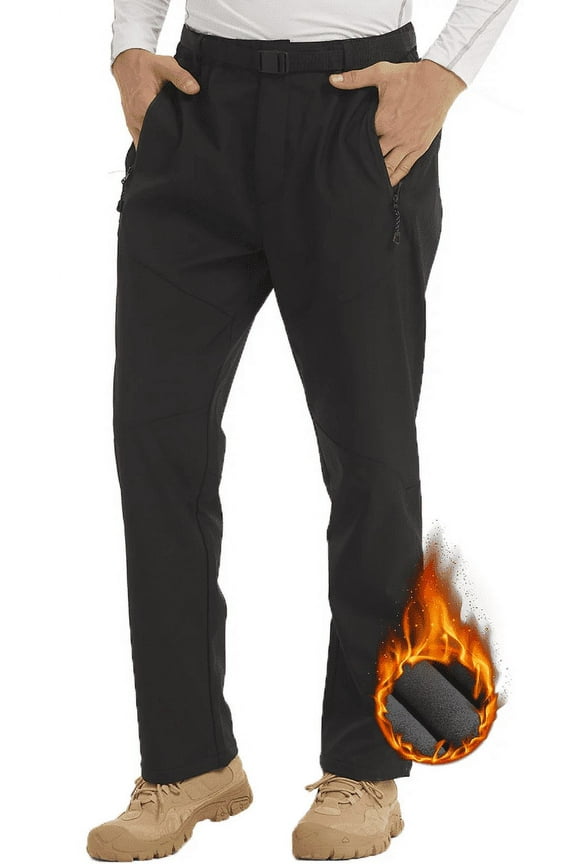 Men Hiking Waterproof Outdoor Winter Snow Ski Fleece Lined Softshell Pants Size XL