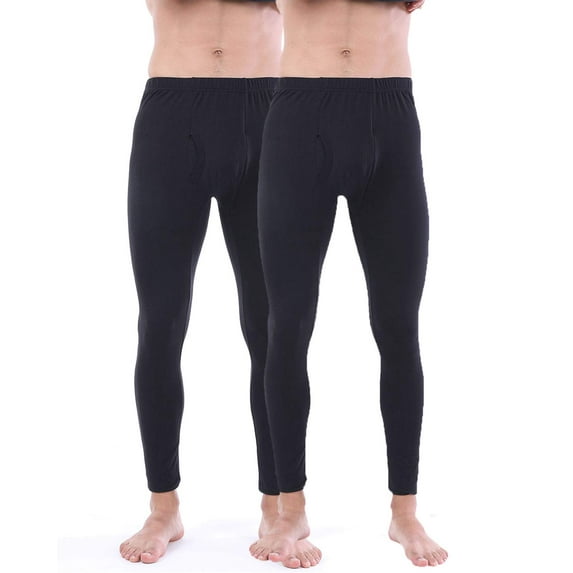 LANBAOSI Men Thermal Pants Long John Underwear Bottom 2 Pack Size M