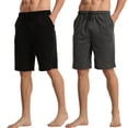 thumbnail image 1 of LANBAOSI Men's 2 Pack Pajama Shorts Jersey Knit Lightweight Sleep Lounge with Pockets, 1 of 9