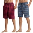 thumbnail image 1 of LANBAOSI Men's 2 Pack Pajama Shorts Cotton Blend Sleep Lounge Shorts Plaid Drawstring with Pockets Size L, 1 of 9
