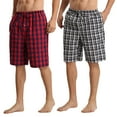 thumbnail image 1 of LANBAOSI Men's Plaid Sleep Shorts, Mens Cotton Pajama Shorts with Pockets and Drawstring, 2-Pack Size L, 1 of 7