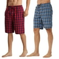 thumbnail image 1 of LANBAOSI Men's Plaid Sleep Shorts, Mens Cotton Pajama Shorts with Pockets and Drawstring, 2-Pack Size L, 1 of 7