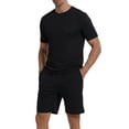 thumbnail image 1 of LANBAOSI Mens Pajama Set Summer Ribbed Knit Lounge Short Set 2-Piece Breathable Soft Sleepwear Set Size M, 1 of 8