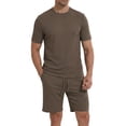 thumbnail image 1 of LANBAOSI Mens Pajama Set Summer Ribbed Knit Lounge Short Set 2-Piece Breathable Soft Sleepwear Set Size M, 1 of 8