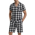 thumbnail image 1 of LANBAOSI Mens Pajamas Set Short Sleeve Button Down Shirts and Plaid PJ Shorts 2pc Soft Lounge Sleepwear Set(White Plaid,L), 1 of 11