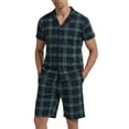 thumbnail image 1 of LANBAOSI Mens Pajamas Set Short Sleeve Button Down Shirts and Plaid PJ Shorts 2pc Soft Lounge Sleepwear Set(Green Plaid,M), 1 of 11