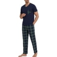 thumbnail image 1 of LANBAOSI Mens Pajamas Set Short Sleeve T-shirt and Plaid PJ Pants Set Soft Lounge Set, 1 of 8