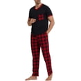 thumbnail image 1 of LANBAOSI Mens Pajamas Set Short Sleeve T-shirt and Plaid PJ Pants Set Soft Lounge Set, 1 of 8