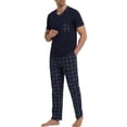 thumbnail image 1 of LANBAOSI Mens Pajamas Set Short Sleeve T-shirt and Plaid PJ Pants Set Soft Lounge Set, 1 of 8
