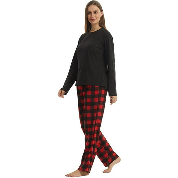 LANBAOSI Woman Winter Fleece Pajamas Set 2 Piece Warm PJ Set Size L