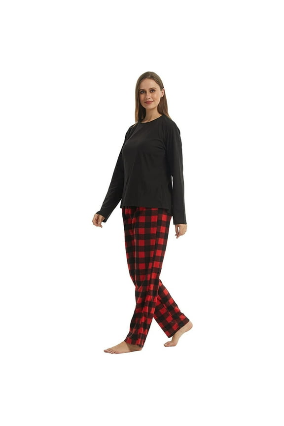 Woman Winter Fleece Pajamas Set 2 Piece Warm PJ Set Size L
