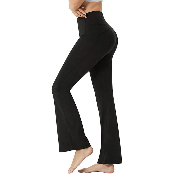 LANBAOSI Women Black Yoga Pants Flare Legging Wide Leg Sweatpants Dress ...