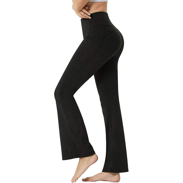 LANBAOSI Women Black Yoga Pants Flare Legging Wide Leg Sweatpants Dress  Pants for Work Size M