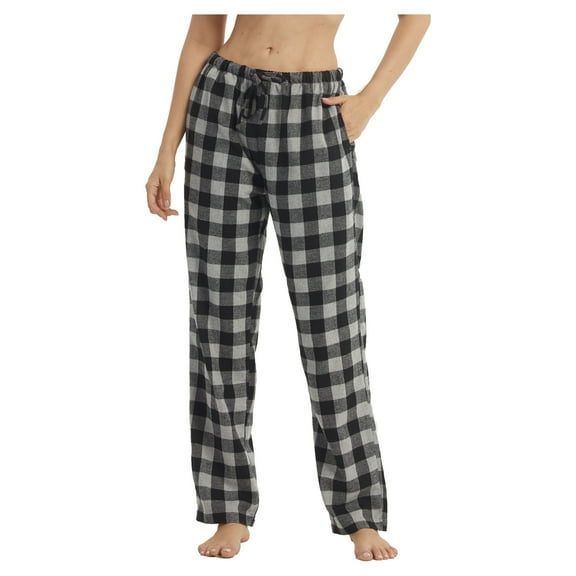 LANBAOSI Women Flannel Plaid Pajama Pants with Pockets Size M