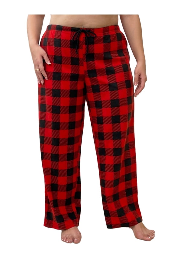 Women's Pajama Pants Plus Size Comfy Fleece Plaid PJ Pants for Sleep Size 1XL