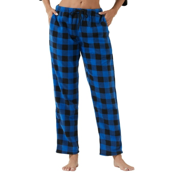 LANBAOSI Womens Pajama Pants Soft Fleece Plaid PJ Bottoms For Women with Pockets Loungewear Size M