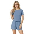 thumbnail image 1 of LANBAOSI Womens Pajama Set Ribbed Knit Pjs with Pockets Short Sleepwear Set 2-Piece Summer Soft Pajamas Set, Size L, 1 of 7
