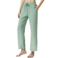 thumbnail image 1 of LANBAOSI Womens Pajamas Pants with Pockets Ribbed Knit Comfy Stretch Loose Lounge Casual Pants Green,Size S, 1 of 7