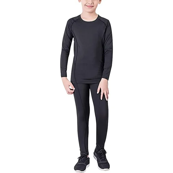 LANBAOSI Youth Boys Girls Compression Baseball Shirts & Leggings Long Sleeve Athletic Shirts Football Sports Pants Set Size 10