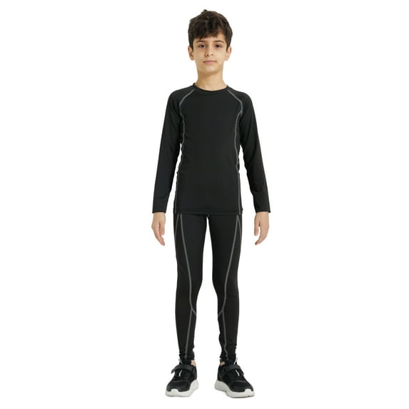 LANBAOSI Youth Boys Girls Compression Baseball Shirts & Leggings Long Sleeve Athletic Shirts Football Sports Pants Set Size 12